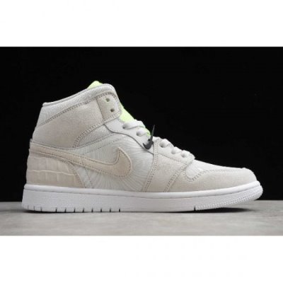 Nike Air Jordan 1 Mid Vast Gri / Yeşil Basketbol Ayakkabısı Türkiye - OWJ6QA9M